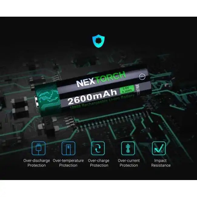NEXTORCH - 18650-2600mAh Type C Rechargeable Li-ion Battery